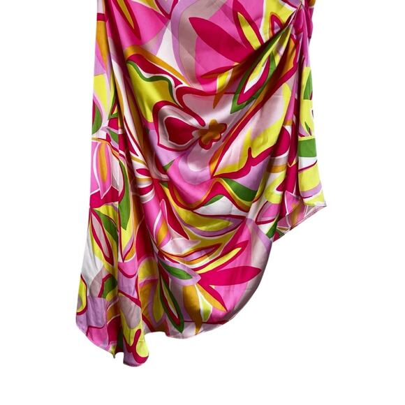 NWT Do+Be Mini Dress Womens L Pink Satin Halter Mock Neck Backless Asymmetric - Picture 3 of 6